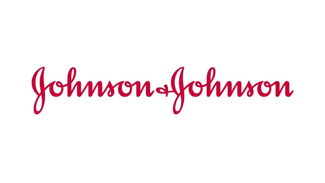 Red script logo of Johnson & Johnson, a global healthcare company, representing its brand identity and commitment to consumer health products.