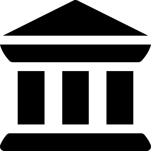 Classic architecture symbol representing a building with columns. This icon signifies cultural heritage or government institutions.