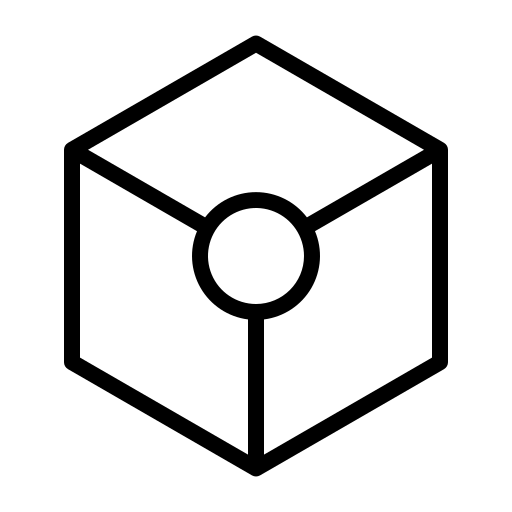 Hexagonal cube outline with a circular cutout at the center, representing geometric concepts. Relevant for discussions on design or mathematics.
