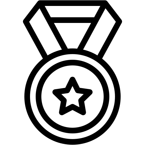 Award medal featuring a star emblem, symbolizing achievement and recognition. Relevant for discussions about accomplishments or competitions.