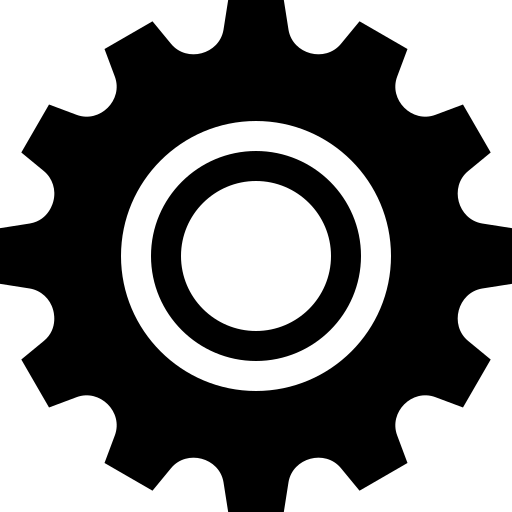 Black gear icon representing mechanisms or settings, symbolizing development and functionality in technology-related content.
